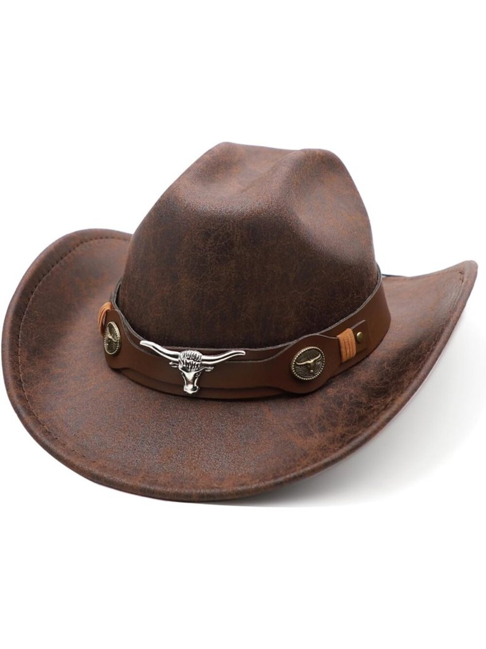 Unisex Vintage Coffee Wide Brim Fedora Buckle Belt Cowgirl Western Cowboy Hat